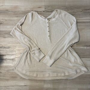 American Eagle Outfitters Beige Long Sleeve Henley